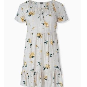 Torrid white and yellow flowers peasant dress
